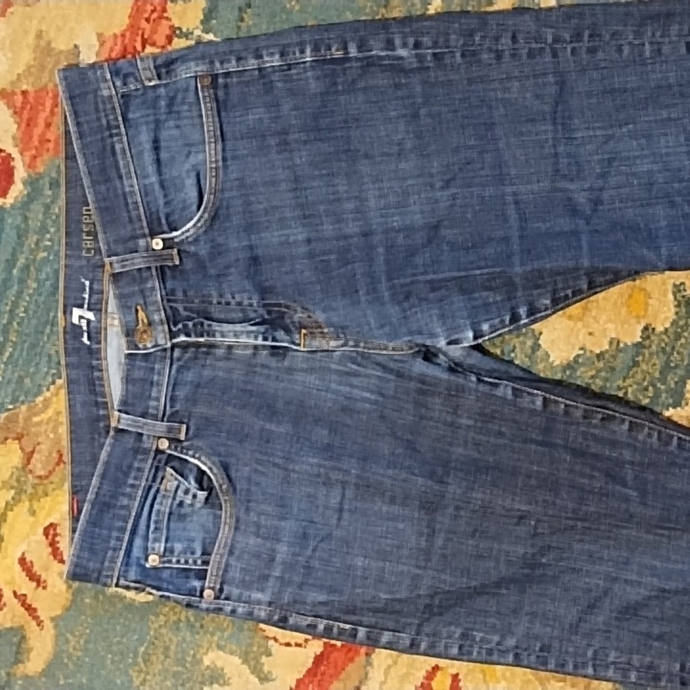 Men's 7ForAllMankind Carson Dark Wash Straight Leg Jeans, W34"/L32" - Picture 2 of 9